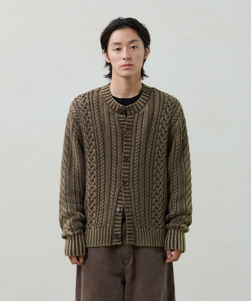 Faded cable knit — коричневый вязаный свитер