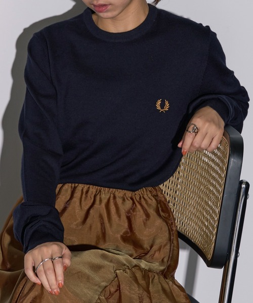 FRED PERRY Classic Crew Neck Jumper — меланж‑шерсть, классический круглый вырез K9601