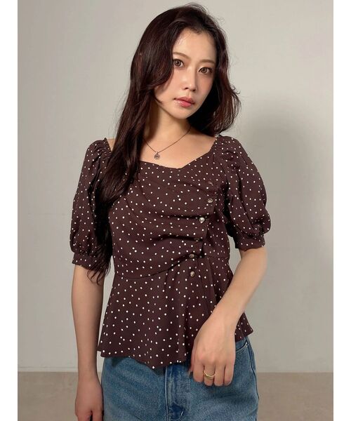 2WAY дот пеплам браус — 2-способная сумка/топ (2WAY Dot Peplum blouse)