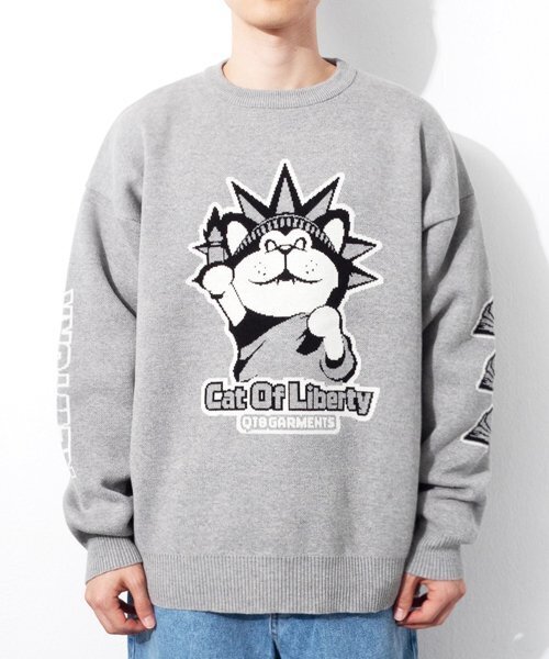 GB Cat of Liberty жаккардовый свитер (серый)